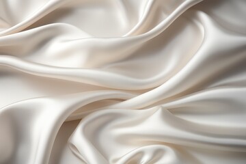 closeup of rippled white satin fabric cloth texture background