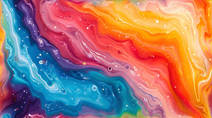 Rainbow Marble Swirl Background: Vibrant Rainbow Colors in Swirling Marble Pattern