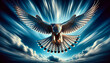 Majestic Falcon Soaring Through Vast Azure Sky