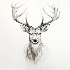 Wall Mural - A beautifully drawn deer on a white background.