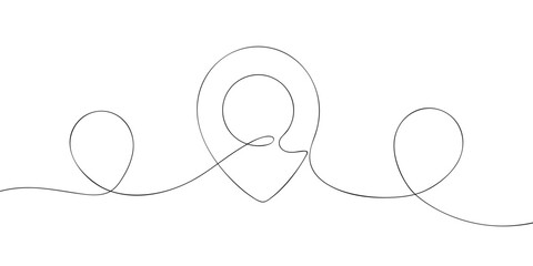 Poster - A single line drawing of a geolocation. Continuous line geo icon set. One line icon. Vector illustration