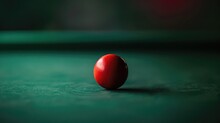 Red Snooker Ball On Snooker Table