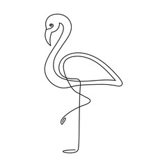 Wall Mural - Continuous one line drawing of Flamingo.outline Vector illustration design.