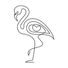 Wall Mural - Continuous one line drawing of Flamingo.outline Vector illustration design.