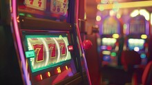 Slot Machine Wins The Jackpot. 777 Big Win Concept