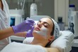 Close-up of a patient receiving a specialized facial treatment in a modern medical clinic