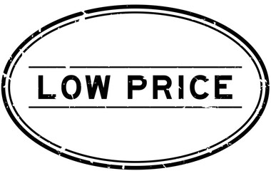 Poster - Grunge black low price word oval rubber seal stamp on white background