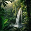 Jungle waterfall lush greenery hidden paradise refreshing and powerful