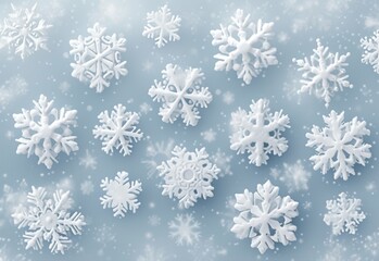 Canvas Print - White snowflakes on a plain white or blue background