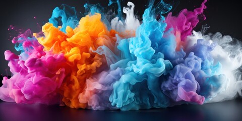 Poster - Vibrant Color Smoke Group on Black Background Generative AI