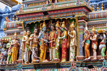 Colourful Statues Of Hindu Religious Deities At The Sri Krishnan Temple, A Beautiful Hindu Temple On Waterloo Street, Singapore
