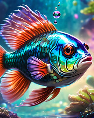 Wall Mural - Iridescent Fish Swimming