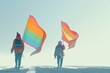LGBTQ Pride passing privilege. Rainbow touching colorful humanitarianism diversity Flag. Gradient motley colored roygbiv LGBT rightsparade love alliance pride community