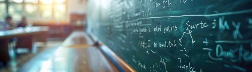 Poster - heart of the classroom, the chalkboard stands as a symbol of education and learning, its black surface a canvas for the exploration of knowledge