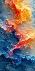 Canvas Print - 4k wallpaper image, abstract image texture, abstract art, in the style of distorted and exaggerated forms, light orange and blue