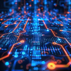Poster - technological marvel. abstract circuit board in the realm of digital innovation. a fusion of lines a