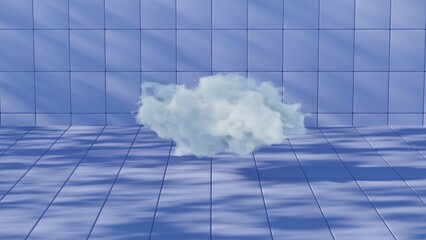 Aufkleber - minimalistic depiction of a single cloud set against a pristine white background, offering a serene and simplistic visual..