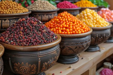 Wall Mural - dried fruits and nuts , spice in market