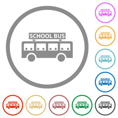 Canvas Print - school bus with students side view flat icons with outlines