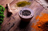 Fototapeta Na sufit - Black pepper with spices