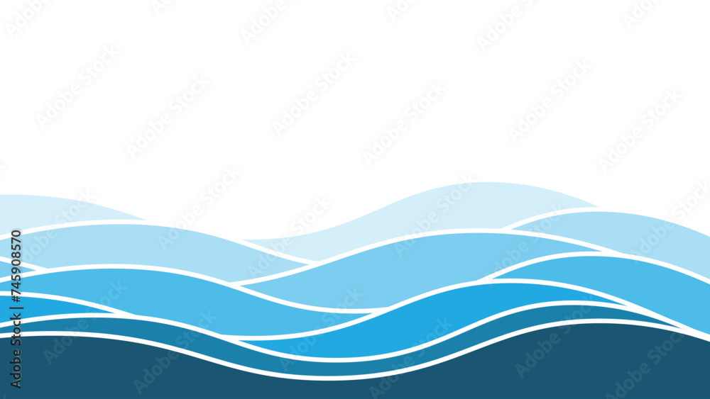 Blue ocean wave background wallpaper vector image. Illustration of ...