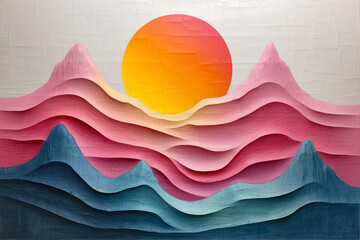 Poster - colorful abstract painting on canvas in the form of a wave.