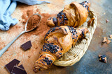 Fototapeta Maki - Croissants with chocolate sprinkles