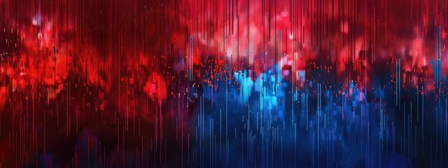 Poster - Pixel art, glitch effect , background texture, red blue. abstract background. modern design