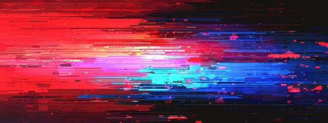Poster - Pixel art, glitch effect , background texture, red blue. abstract background. modern design