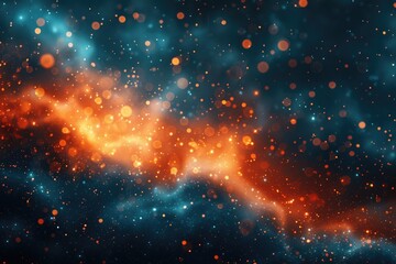 Poster - Cosmic Nebula: Teal and Amber Stardust Swirl