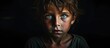 Innocent Child Fixates with Emerald Eyes, Portrait of Hope and Resilience in Poverty