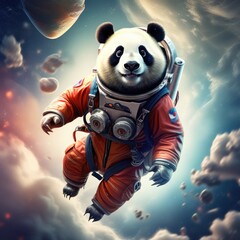 Wall Mural - Galactic Panda Astronaut Exploring the Cosmos