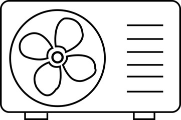 Heat pump icon set. AC outdoor unit symbol. Heating and cooling appliance. Vector fill & line.