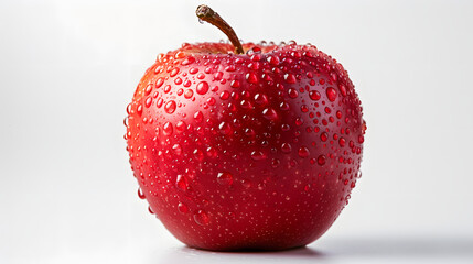 A high-definition image of a ripe, shiny red apple.