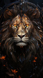 Fototapeta Konie - Fire lion for modern poster or tattoo.