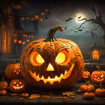 Artwork of t shirt graphic design, flat design of a halloween scene, AI Generative