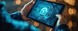 Fototapeta Konie - Close up of a cybersecurity breach report on a tablet analyzing a recent digital wallet hack with recommendations for stronger security measures