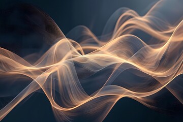 Poster - Smooth beige smoke waves abstract background. Global connection concept. Big data, network visualization, blockchain, web. Future digital technology. Ai and neural networks