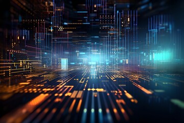 Poster - Dynamic digital data stream abstract background. Global connection concept. Big data, network visualization, blockchain, web. Future digital technology. Ai and neural networks