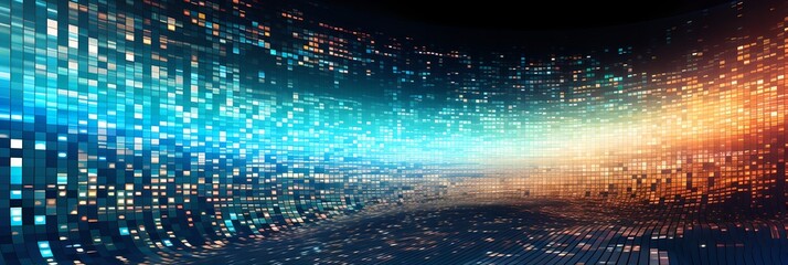 Poster - Abstract digital background with pixel mosaic effect. Global connection concept. Big data, network visualization, blockchain, web. Future digital technology. Ai and neural networks
