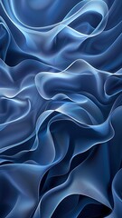 Poster - Elegant waves and folds of blue satin fabric with a smooth, silky texture, creating  an abstract background. Abstract Blue Satin Fabric Waves Background

