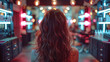 Girl with beautiful wavy hair in a beauty salon