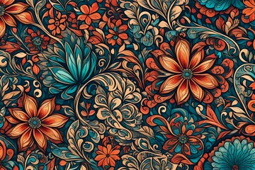 Wall Mural - Floral and ornamental item background Floral vector background in grunge style. Check my portfolio for many more of this series as well as thousands of similar and other great vector items