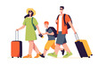 Happy traveling tourist family. Vector illustration