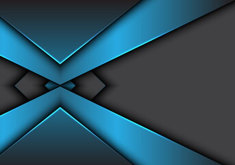 Aufkleber - Gray and blue triangles overlap on dark space for background design
