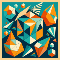 Poster - Cubist-inspired patterns with fragmented shapes. vektor illustation