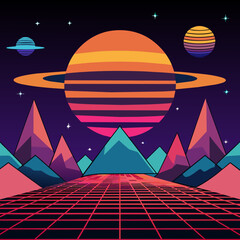 Poster - Retro-futuristic textures with a vintage sci-fi feel. vektor illustation