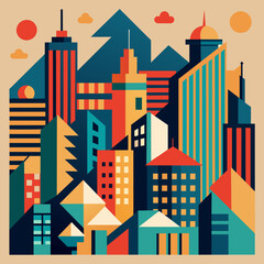 Poster - Abstract patterns resembling urban cityscapes. vektor illustation
