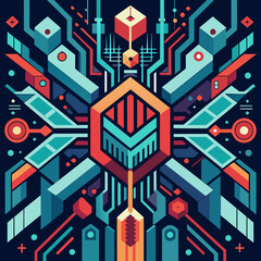 Poster - Abstract patterns inspired by cybernetic networks. vektor illustation