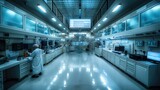 Fototapeta  - Biological laboratory in a large and high underground bunker. Generative AI.